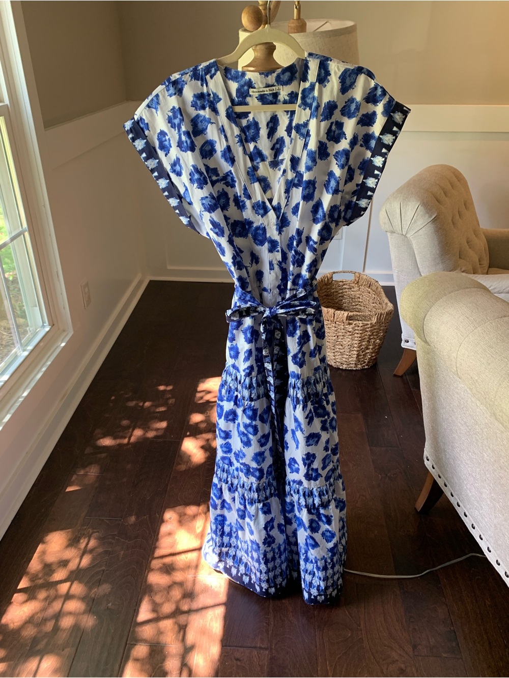 Abercrombie & Fitch Blue Patterned Maxi Dress Dress
